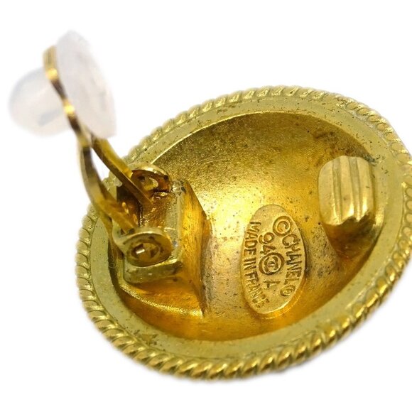 Chanel Gold Button Earrings Clip-On 94A - Picture 4 of 4